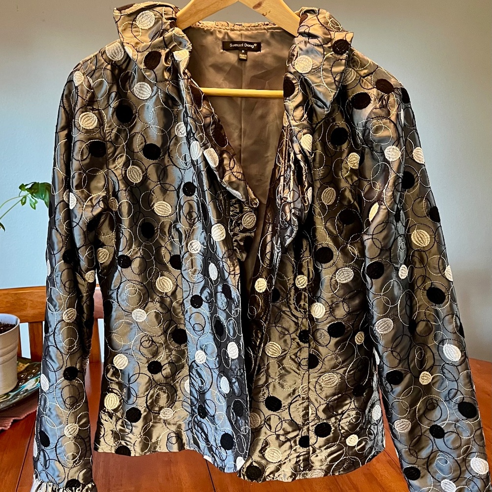 Silver and Black designer jacket  Samuel Dong Size Medium
